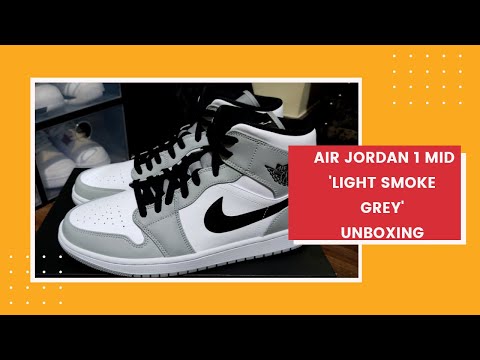 Air Jordan 1 Mid 'Light Smoke Grey' Unboxing - YouTube