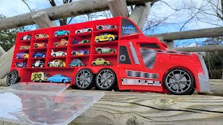 Big Red Truck & 22 Types of Miniature Cars | Drive in a park with a lot of nature