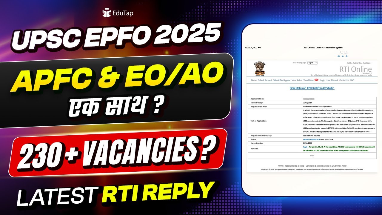 UPSC EPFO 2025 Notification Update EPFO APFC EO AO Vacancies 2025 UPSC EPFO 2025 Notification Update EPFO APFC EO AO Vacancies 2025