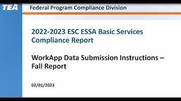Education Service Center 2022-2023 ESSA Basic Services Compliance Report WorkApp Instructions - Fall