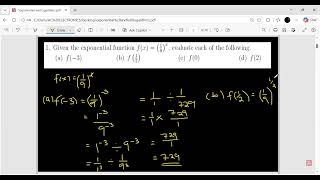 Exponential and logarithmic functions Q1 tutorial sheet 5 Math 1120