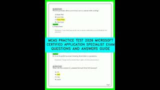 MCAS PRACTICE TEST 2026 MICROSOFT CERTIFIED APPLICATION SPECIALIST EXAM QUESTIONS AND ANSWERSGUIDE