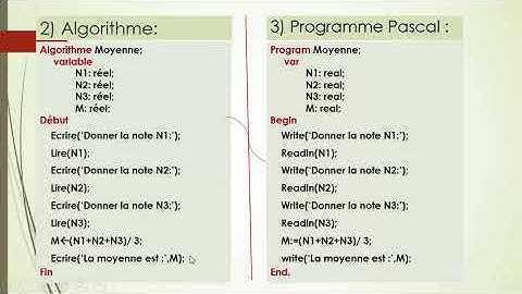 ُExercice 3: Programme en langage Pascal qui calcule la moyenne de trois notes