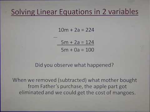 Solving Linear Equations in 2 Variables - YouTube
