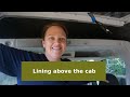 Lining the above cab area in our Crafter van conversion