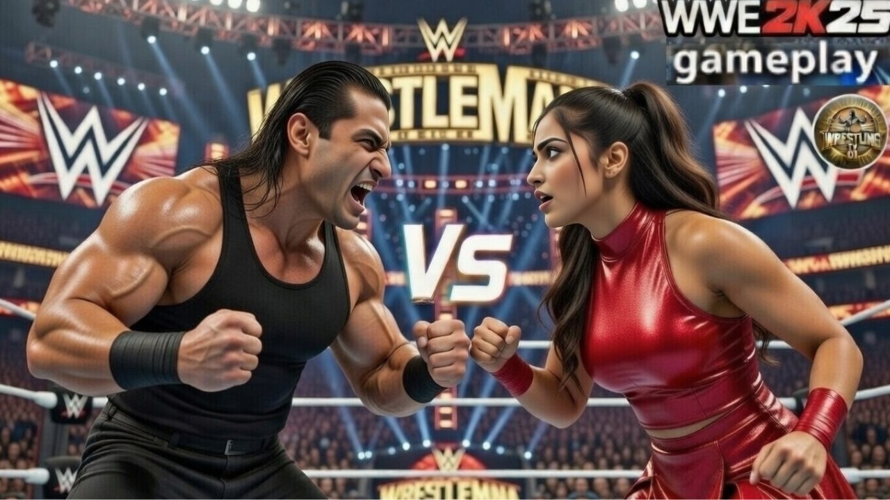 😱 The Great Khali vs.  Hina  |  Intergender Match  | WWE 2K25 Gameplay