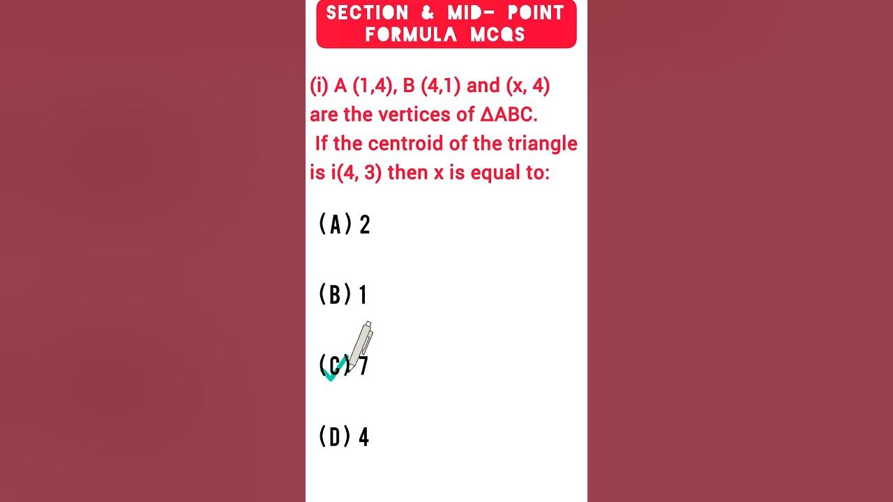 Section & Mid Point Formula Mcqs Class 10 For ICSe & CbSE Maths