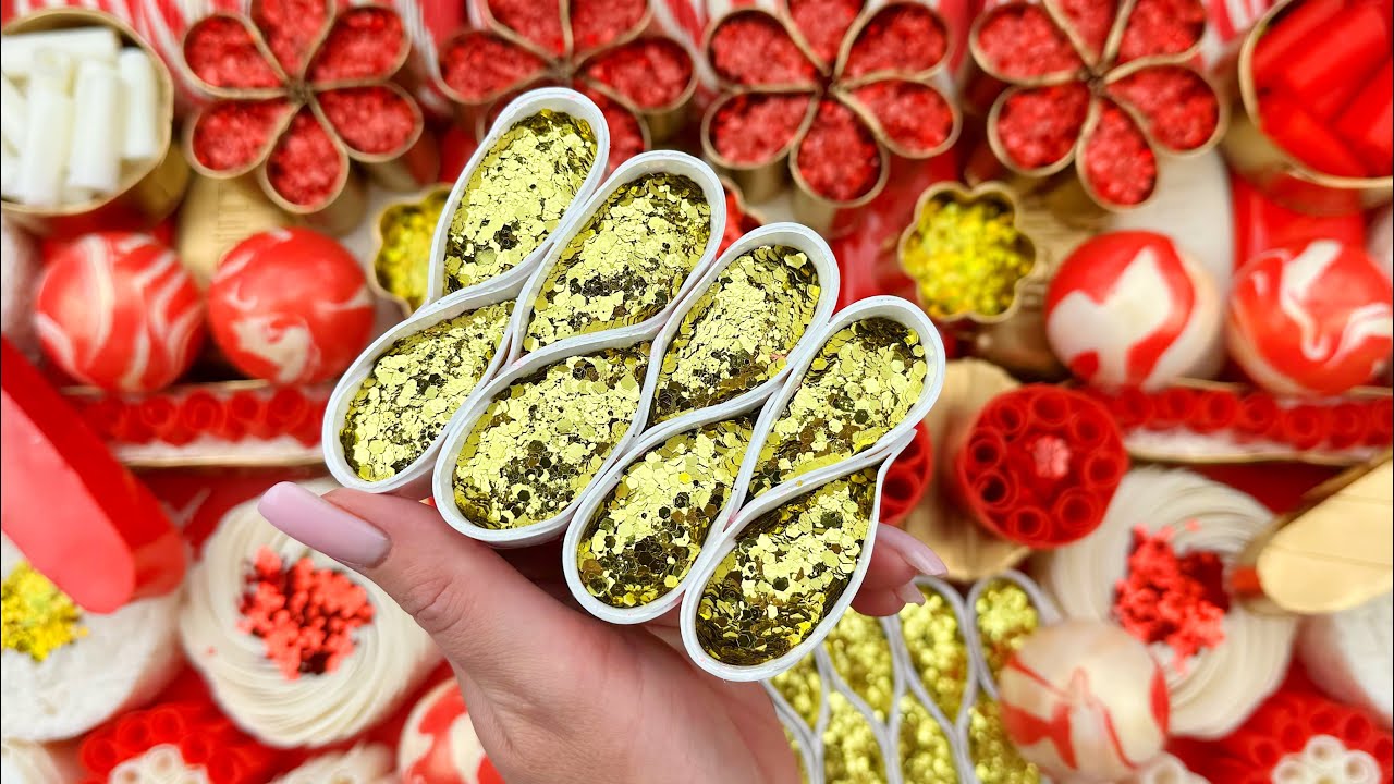 [ASMR] Soap boxes with glitter foam and starch★Crushing soap ★4K★ 비누를 부수다