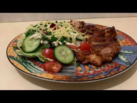 2 Aussies Marinated Chicken Thigh And Salad.