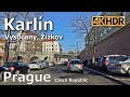 Driving Tour | Prague - Karlín, Vysočany | 4K HDR