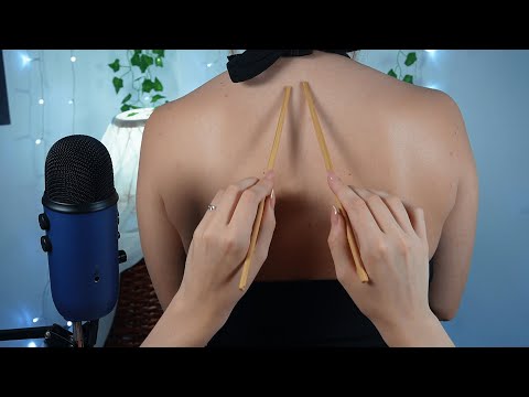 ASMR Back scratch with tracing, tools and light massage (plus gloves) - no talking