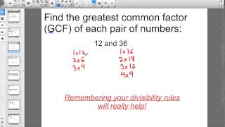 Lesson 82:  Greatest Common Factor
