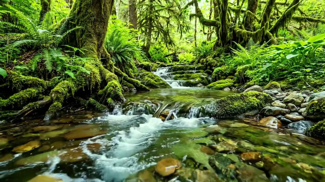 Beautiful Birds Singing, Gentle Stream Flow, Harmonious Melody of Peaceful Forest Nature Sounds