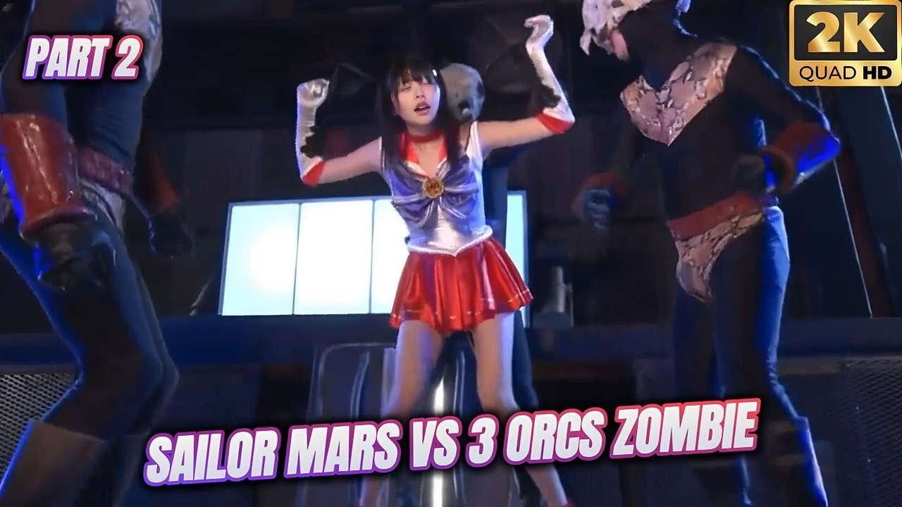 [Super Sentai highlight] Sailor Mars vs. Orc Zombies: A Superheroin's Fiery Battle for Survival