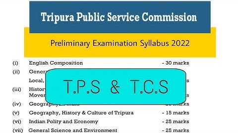 TPSC TCS & TPS SYLLABUS || Preliminary examination syllabus 2022||