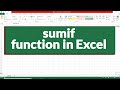 sumif function in excel with examples