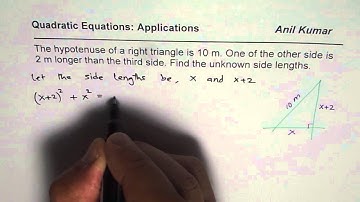 Application of Quadratic Formula Find Sides of Right Triangle Given Hypotenuse