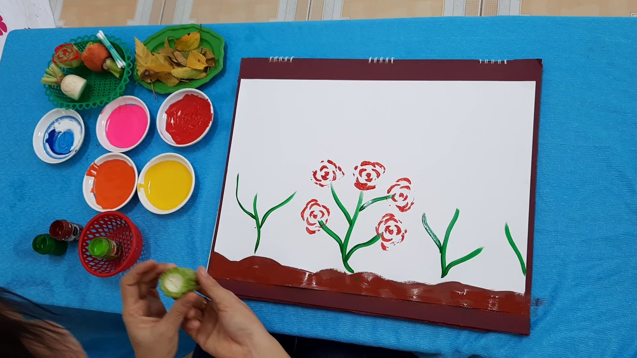 Vẽ tranh vườn hoa từ rau củ quả - YouTube
