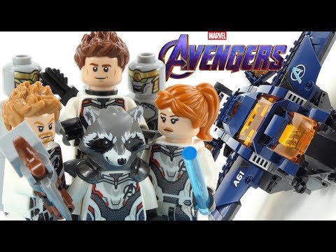YouTube thumbnail: UNBOXING Lego Avengers Endgame Ultimate Quinjet 76126 LEGO Speed Build and Review -4K-