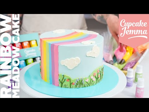 Rainbow Meadow Buttercream Cake Tutorial  Cupcake Jemma