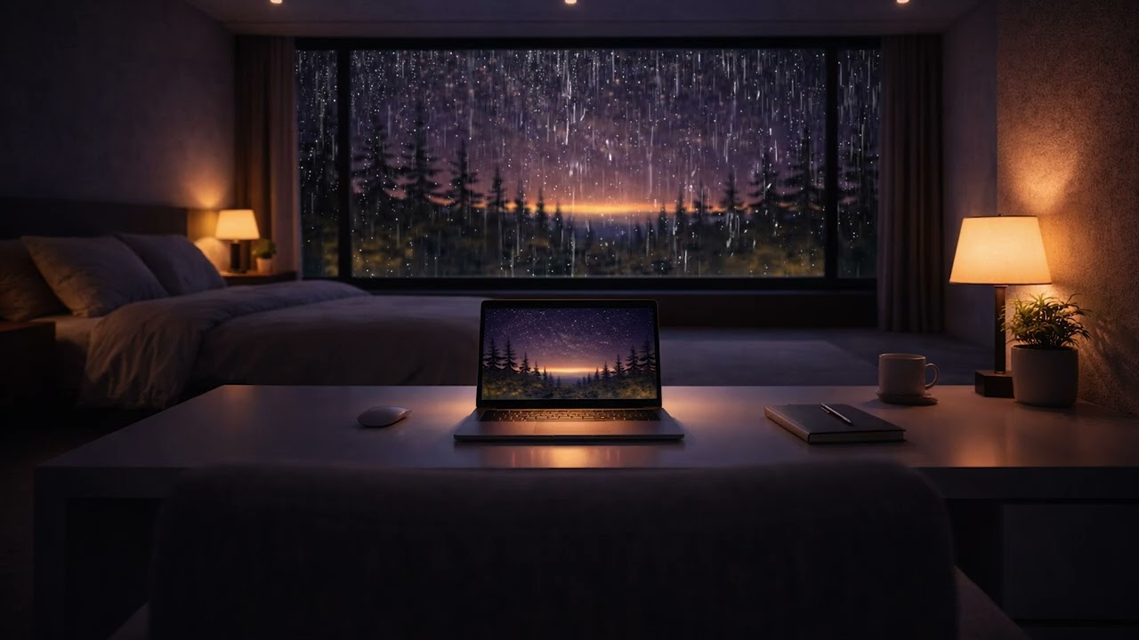 Natural Rest 🌧️ Night Rain Sleep Sounds from a Warm Bedroom & Forest for Deep Sleep