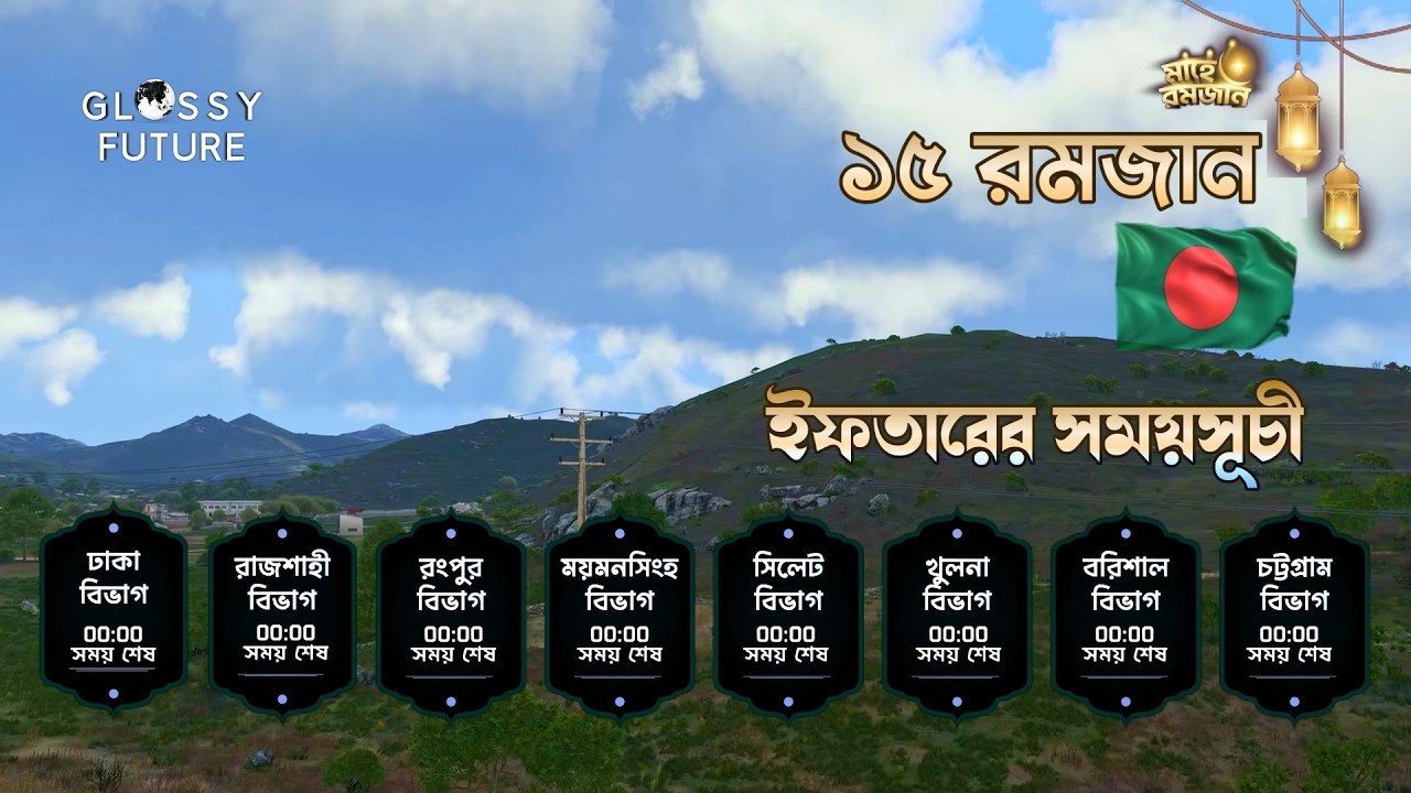 কোরআন তিলাওয়াতসহ ইফতারের সময়সূচি | ১৫ রমজান | All Divisions | Iftar Time Bangladesh