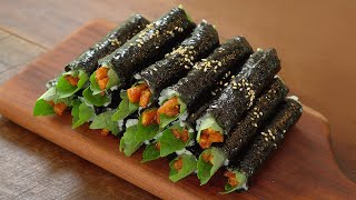 Tofu Gimbap Recipe made with 2 Ingredients :: Spicy Tofu Mini Gimbap :: Easy Tofu Recipe