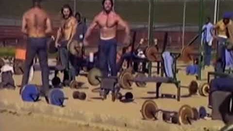 Ayran Brotherhood lifting weights San Quentin prison