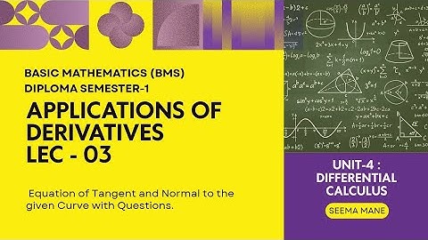 Applications of Derivatives Lec 03  | Diploma Sem.1 
