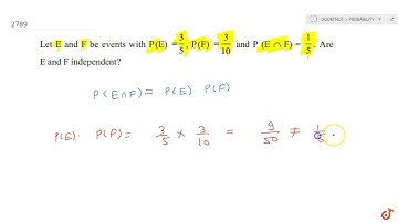 Let E and F be events with `P (E) =3/5`, `P (F) =3/(10)`and `P(EnnF)=1/5`. Are E and F independent?