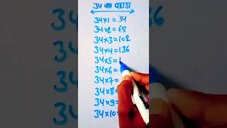 📝Easy way to Learn Table of 34/34 ka Pahada/Multiplication Table of 34#viral #shortsfeed #shorts