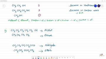 (a) Pentan-1-ol, butan-1-ol, butan-2-ol, ethanol, propan-1-ol, methanol.(b) Pentan-1-ol, n-butane,