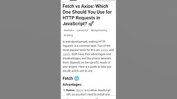 Fetch vs Axios: Which One Should You Use for HTTP Requests in JavaScript | #http #request