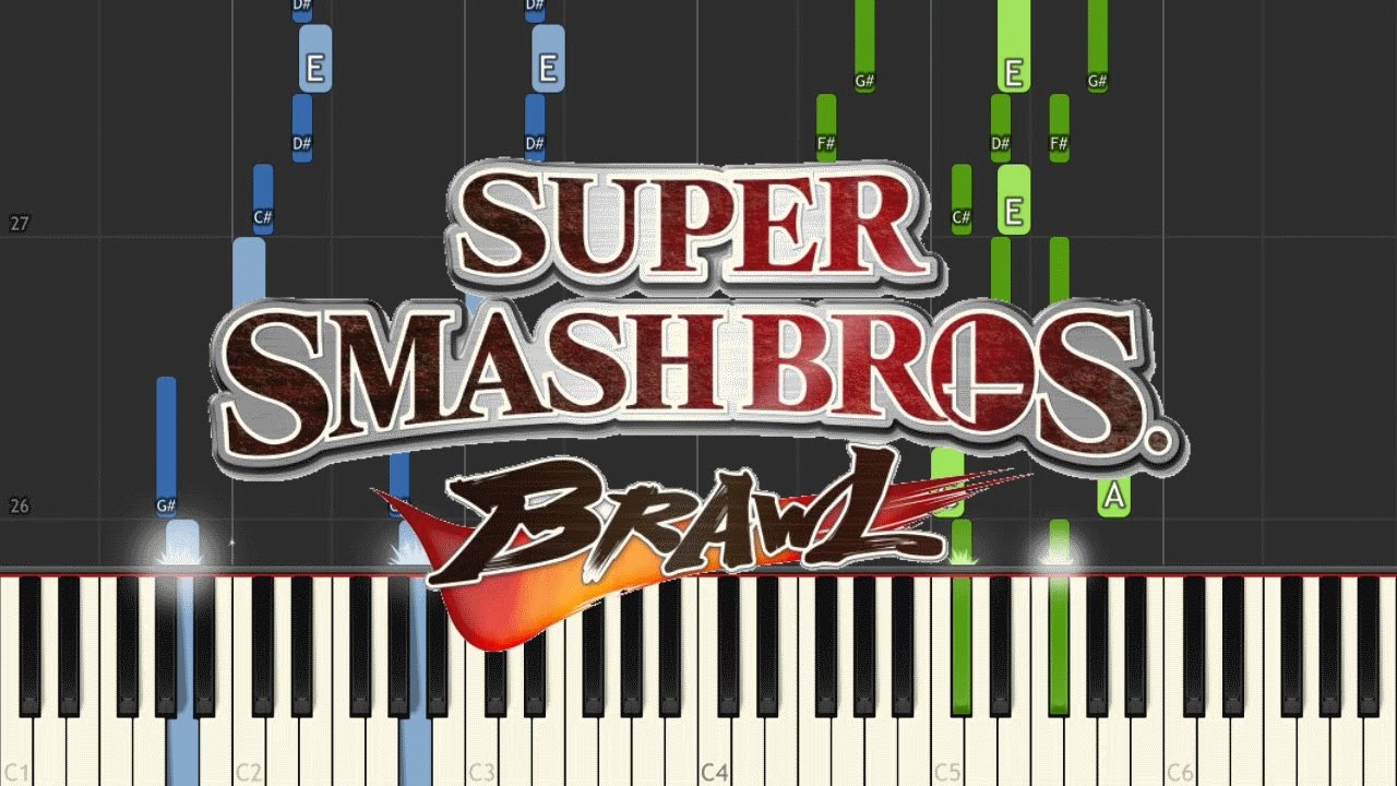 Super Smash Bros Brawl - Main Theme (Wii) - Recorded by alexsteb [Piano Tutorial] // Synthesia