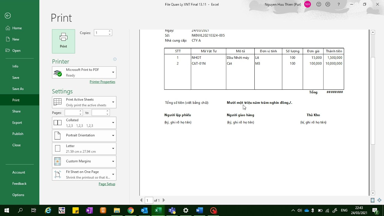 Phần Mềm Excel – Quản Lý Nhập Xuất Kho Và Công Nợ