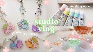 studio vlog ☆彡 organising beads, making sanrio keychains & building a storage cart!