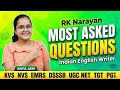 KVS/NVS/EMRS/DSSSB/ UGC NET (TGT/PGT) Indian English writer RK Narayan important MCQ questions 