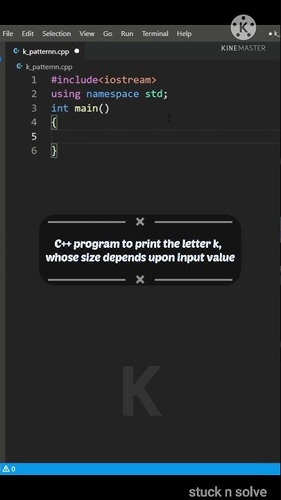 C++ program to print the letter K star pattern ,whose size depends upon ...