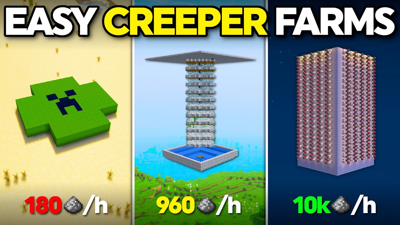 5 EASY Creeper Farms YOU MUST HAVE! (Minecraft 1.21/26.1) - YouTube