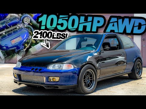 1050HP AWD Civic Hatch Is TERRIFYING 2100LB Street Missile Little Man EG 