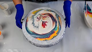 Wildflower ~ Hypnotic Paint Flow 🎨 Acrylic Pour with a Gravy Boat / ASMR