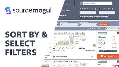SourceMogul Sort By and Select filters
