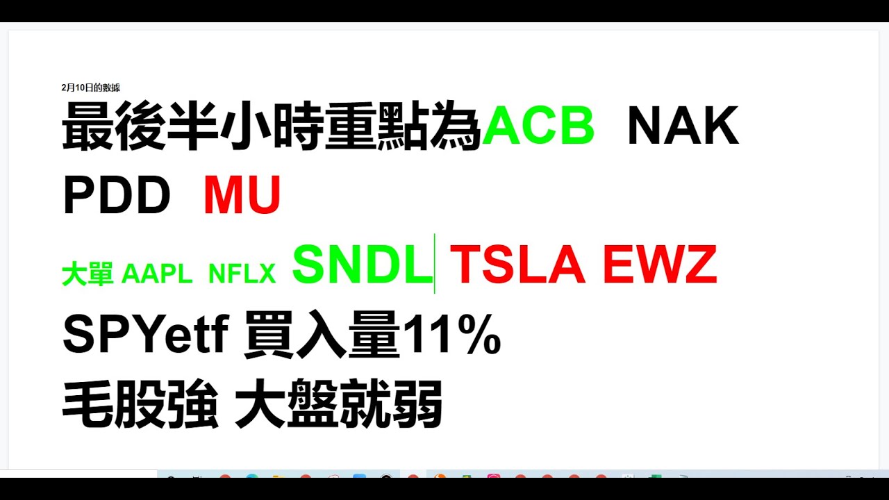 02102021美股懶人包 SNDL AAPL  NFLX  ACB NAK  大麻股擡頭 毛股強 大盤弱