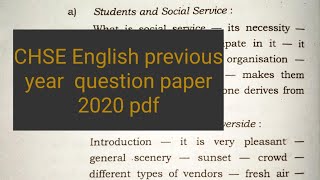 +2 2nd year CHSE English 2020 question paper pdf || CHSE English  previous year question