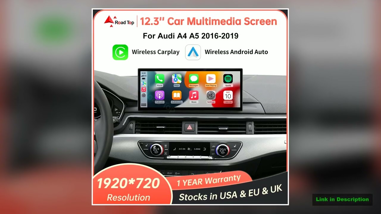 123 Car Multimedia Display Linux Screen For Audi A4 A5 20162019 With Wireless CarPlay Android Auto