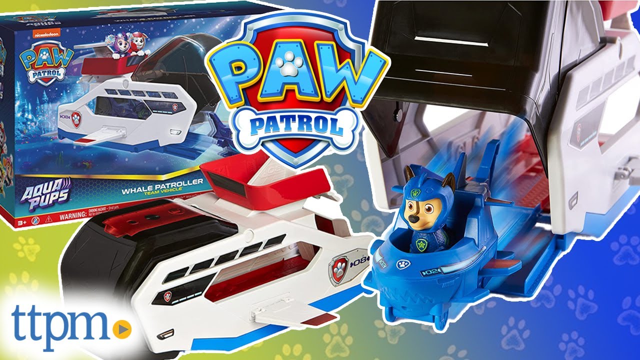 PAW Patrol Aqua Pups Whale Patroller Team Vehicle with Chase Figure and  Vehicle Launcher