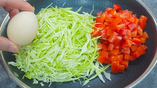 Cabbage, tomatoes with eggs is better than meat! Simple! Easy and delicious cabbage recipe