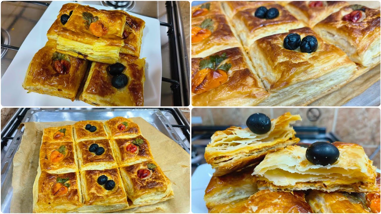 مملحة  بسيطة وسهلة التحضير بالعجينة المورقة اللي خضرناها مع بعض