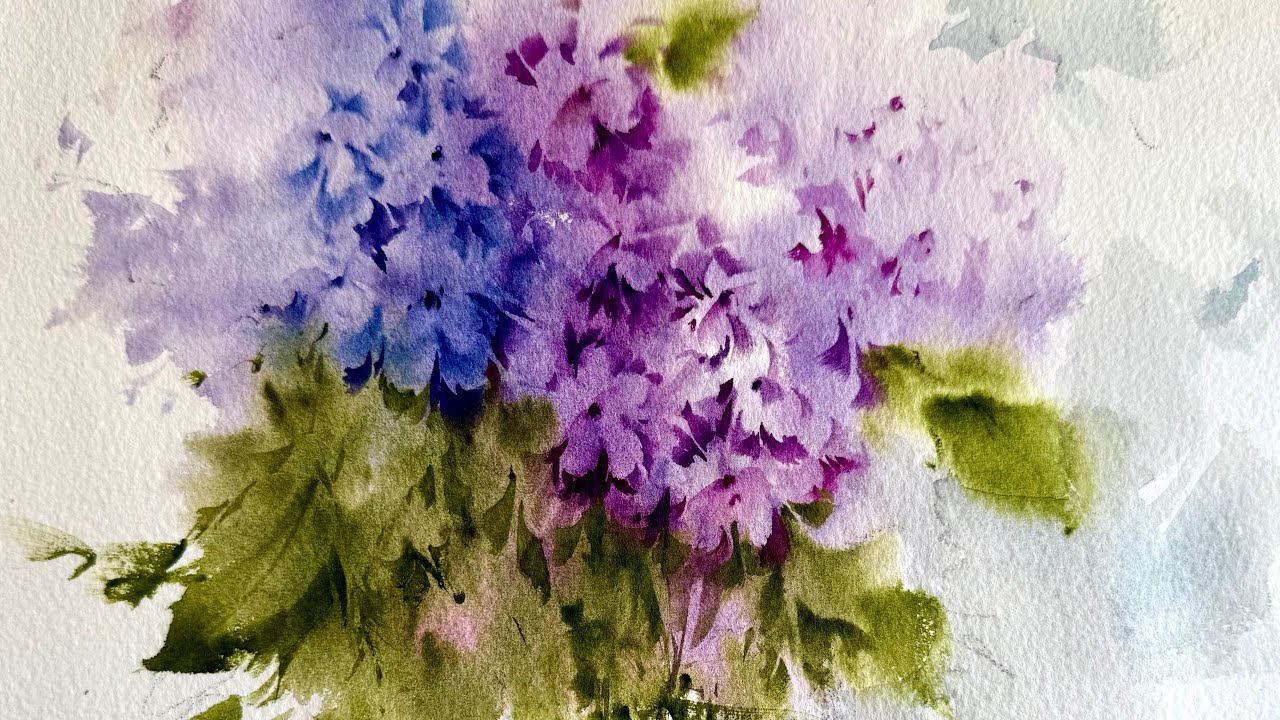 Loose Watercolor Hydrangeas in a Vase | Expressive Floral Painting Tutorial