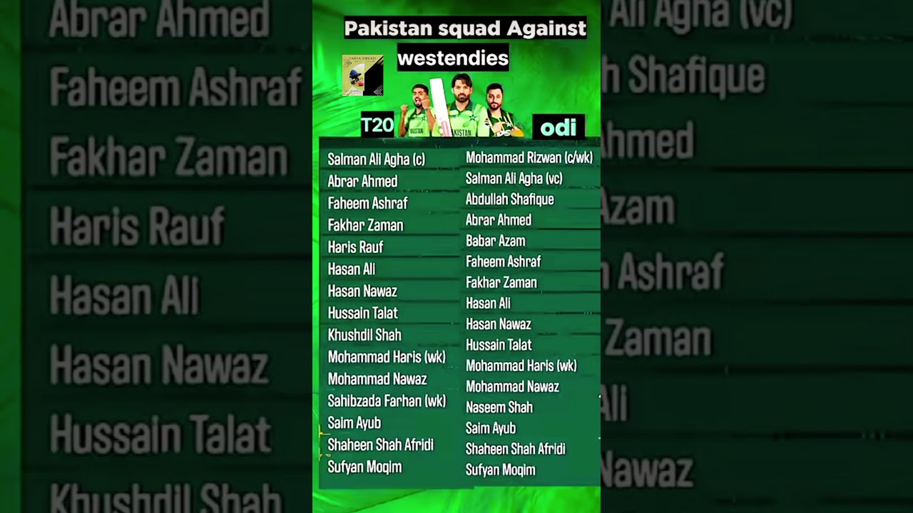 Pakistan Vs West Indies 2025 ODI T20I Series Full Squads Key Updates Cricketlover